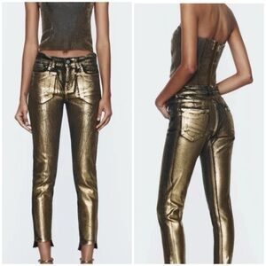 ZARA ~ Zara Foil Midi Waist Z1975 skinny jeans.